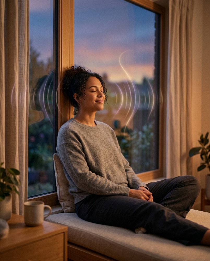A person pausing by a window after a tense day.